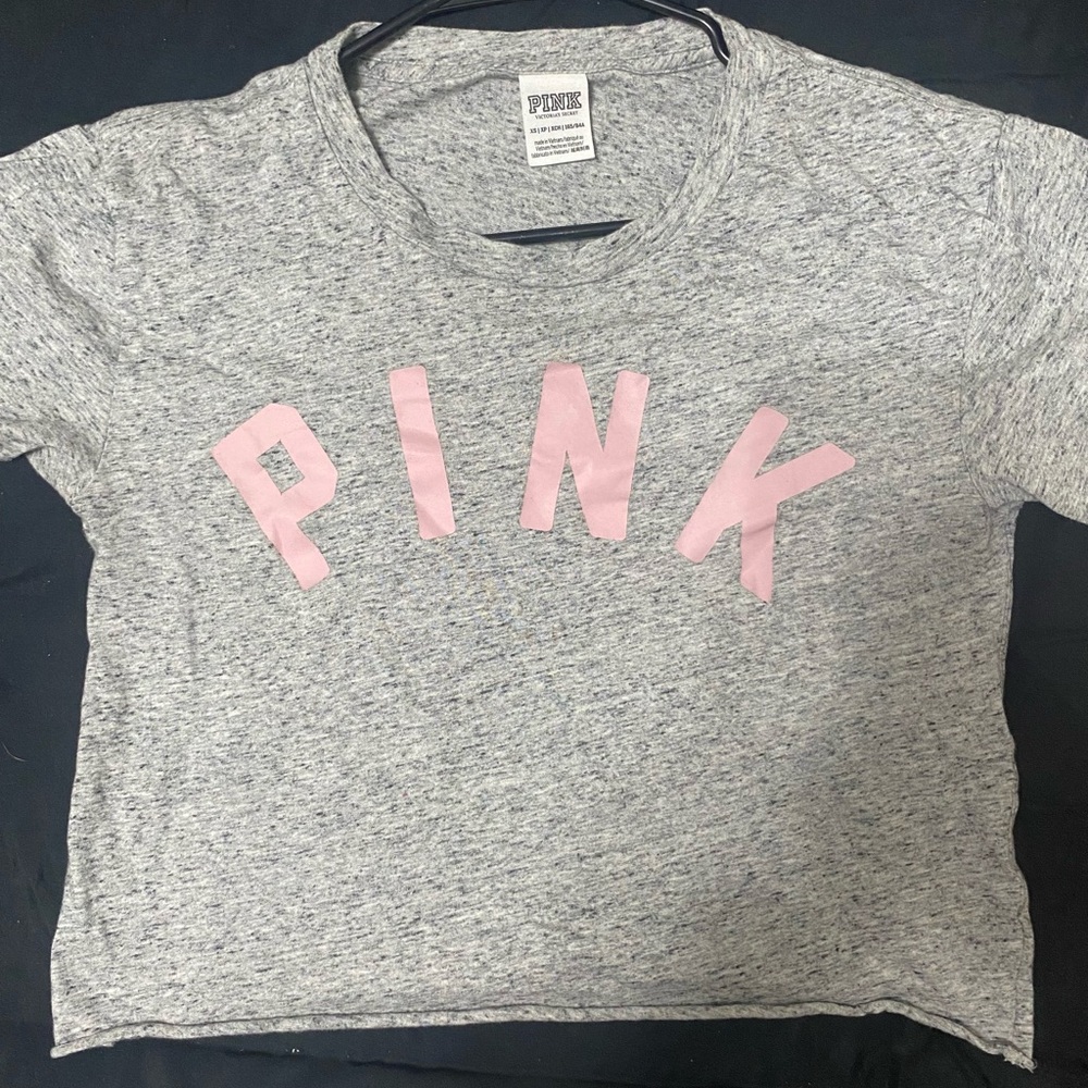 PINK Victoria's Secret Gray and Pink Crop Top